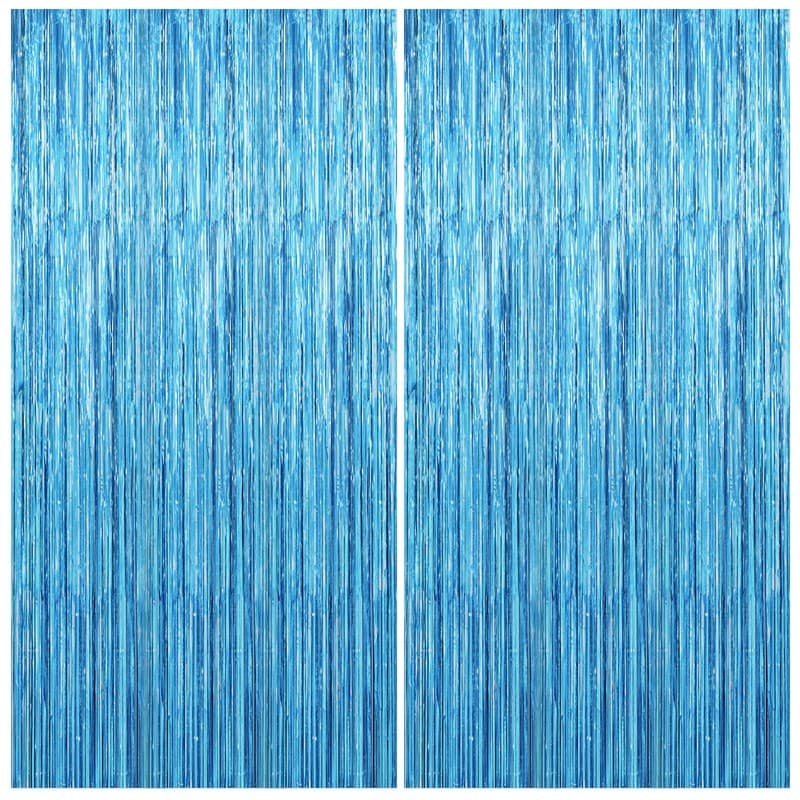2 Pack Party Decorations Blue Streamers Fringe Backdrop Ocean Themed Decorations Foil Curtain Backdrop Blue Birthday Baby Shower Bachelorette Christmas Party Decor Supplies