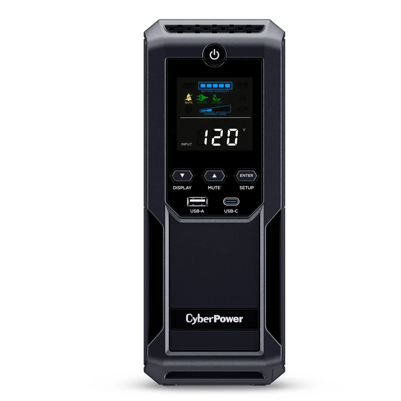 CyberPower CP1500AVRLCD3 Intelligent LCD UPS Battery Backup and Surge Protector, 1500VA/900W, 12 Outlets, 2 USB Ports, AVR, Mini Tower, UL Certified