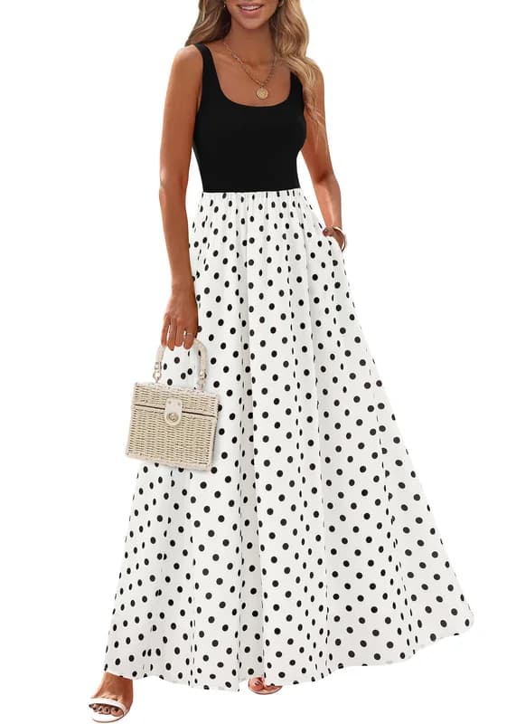 KIRUNDO Women Summer Sleeveless Boho Floral Maxi Dress 2026 Scoop Neck Tank A Line Flowy Beach Vacation Resort Wear Sundress