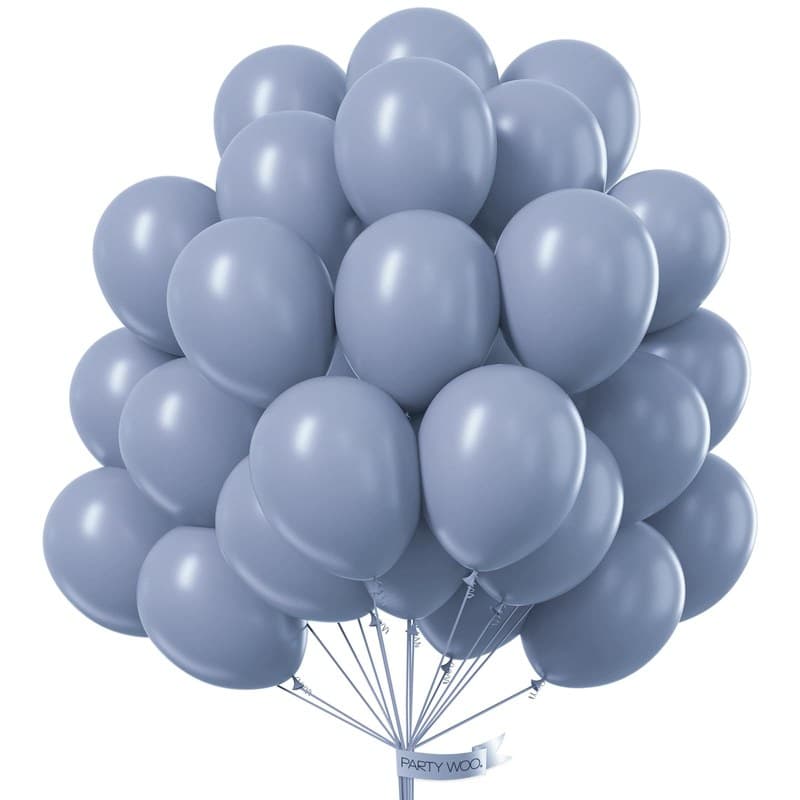 PartyWoo Dusty Blue Balloons 50pcs 12 Inch Boho Dusty Purple Muted Lavender Latex Helium Balloons for Boy Baby Shower Anniversary Bachelorette Graduation Engagement Birthday Party Decorations Blue-F16