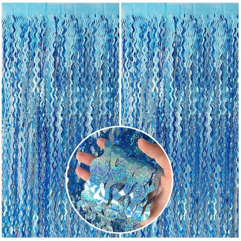 Tinsel Foil Fringe Curtains Wavy Backdrop for Parties Sparkle Metallic Wavy Foil Fringe Backdrop Curtain for Party Decorations Photo Booth Props for Birthday Graduation Wedding